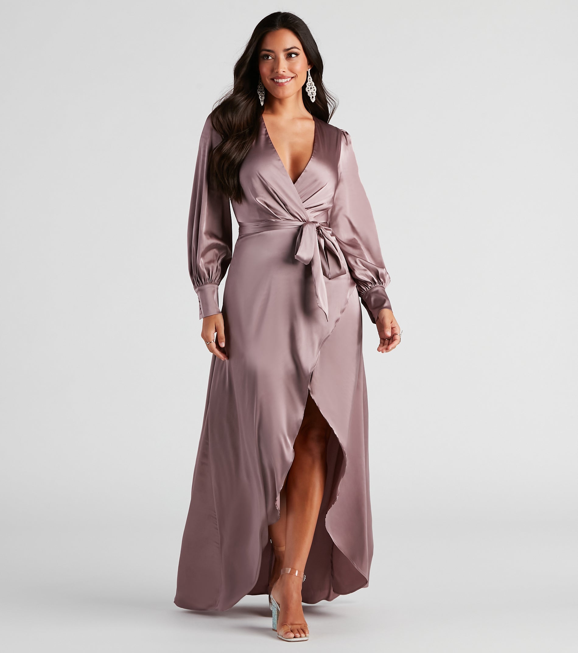 Kali Formal Satin Wrap Dress