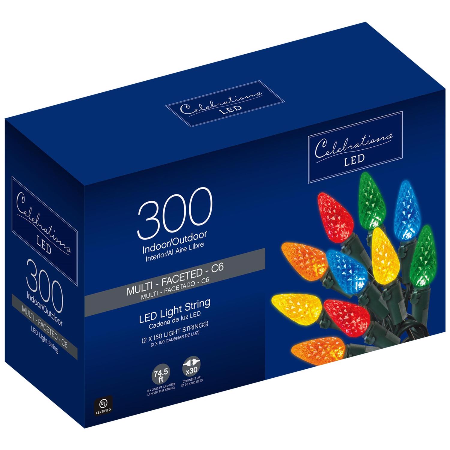 Celebrations LED C6 Multicolored 300 ct String Christmas Lights 74.5 ft.💝(LAST DAY CLEARANCE SALE 70% OFF)