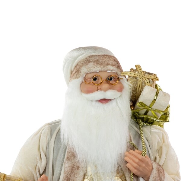 36 Winter White and Ivory Santa Claus with Gift Bag Christmas Figure