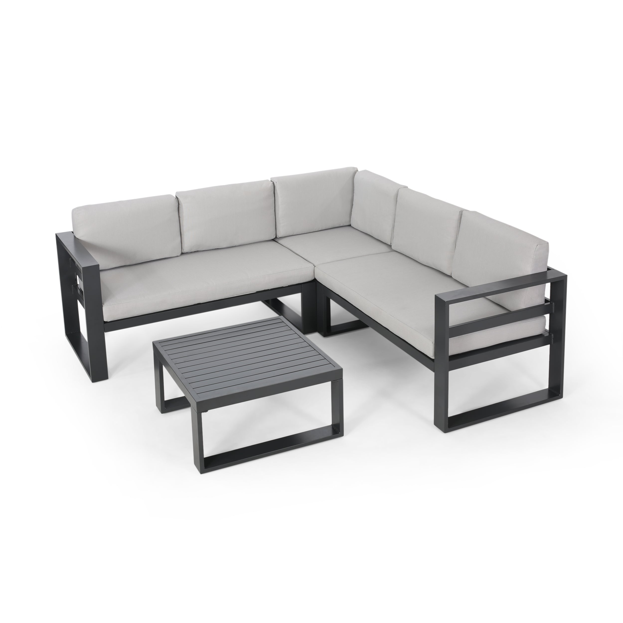 Queena Outdoor Aluminum Sofa Sectional with Coffee Table