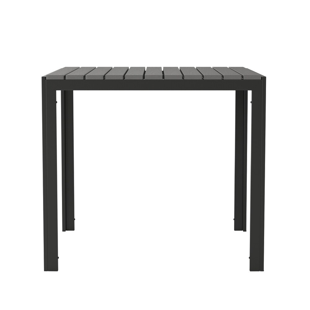 Indoor/Outdoor Commercial Steel Patio Table with Poly Resin Slatted Top   31.5\