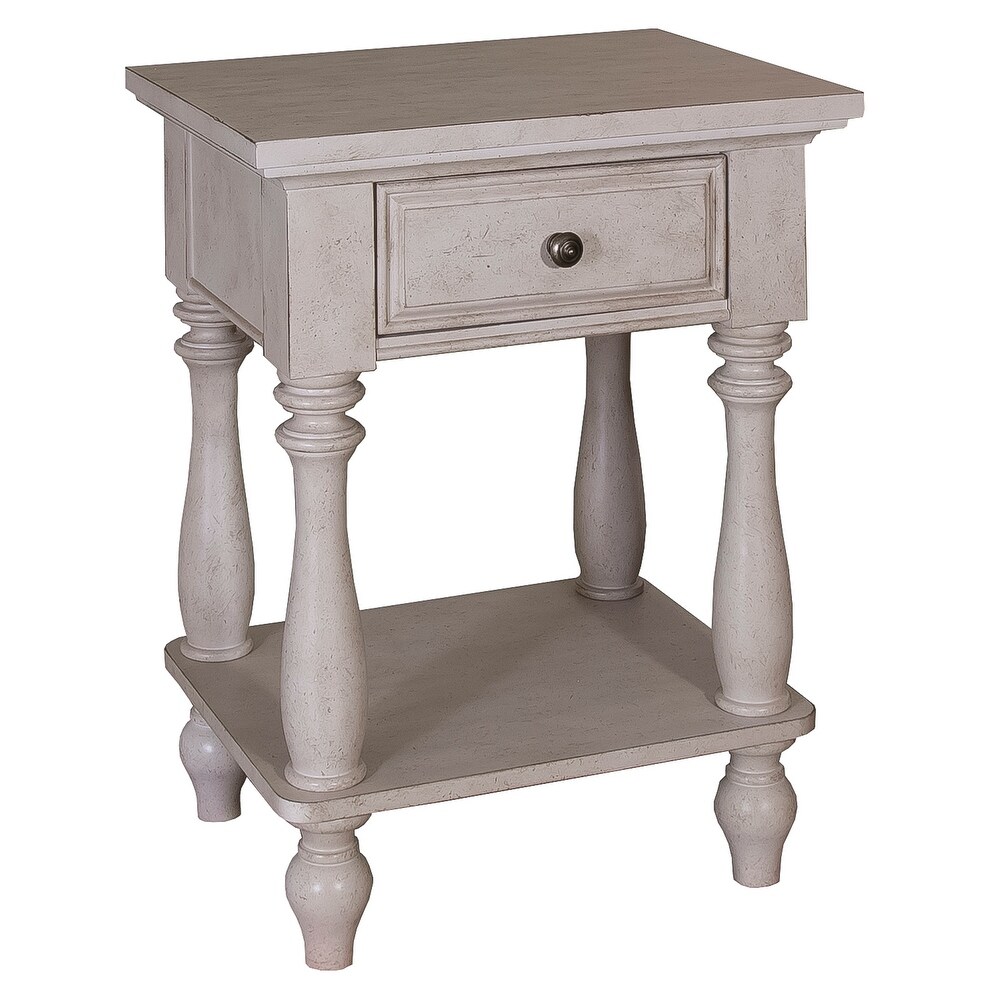 High Country Antique White finish Leg Night Stand