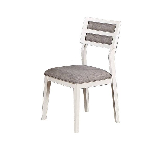 Kya 21 Inch 2 Tone Dining Chair， Ladder Back， Gray Seat， Set of 2， White