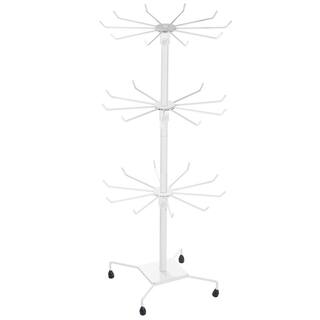 3-Tier White Metal Jewelry Rack 30-Hook Necklaces Bracelets Display Stand Organizer Spinning Tower Holder GM-H-391