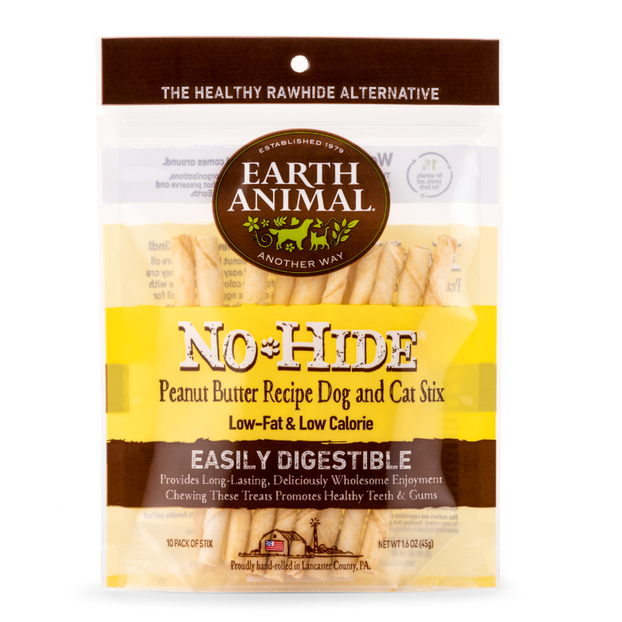 Earth Animal No Hide Peanut Butter Stix Dog Treats 10pk