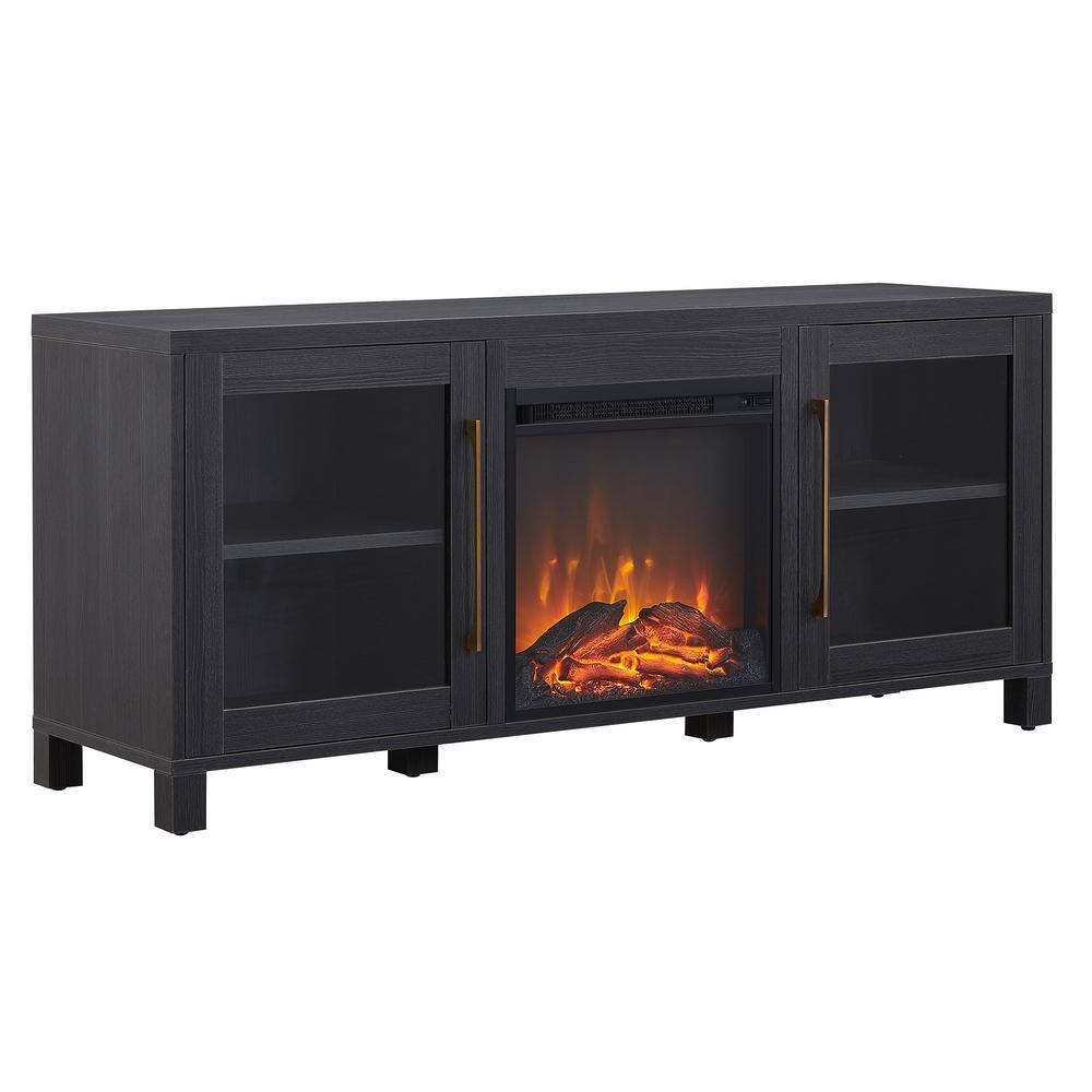 MeyerCross Quincy 58 in. Charcoal Gray TV Stand Fits TV's up to 65 in. with Log Fireplace Insert TV1131