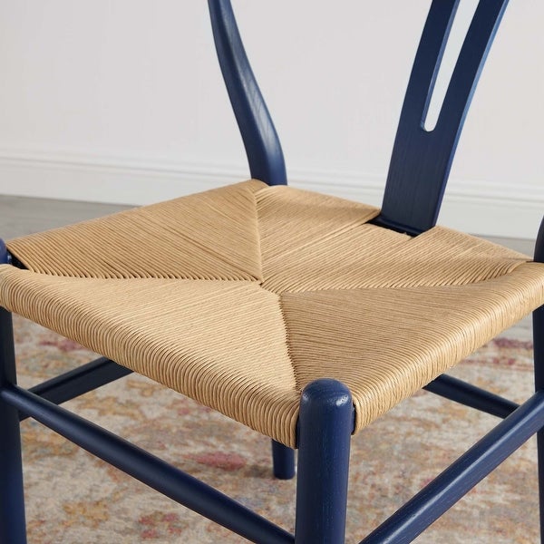 Novato Mid Century Modern Curved Blue Wooden Arm Dining Chair