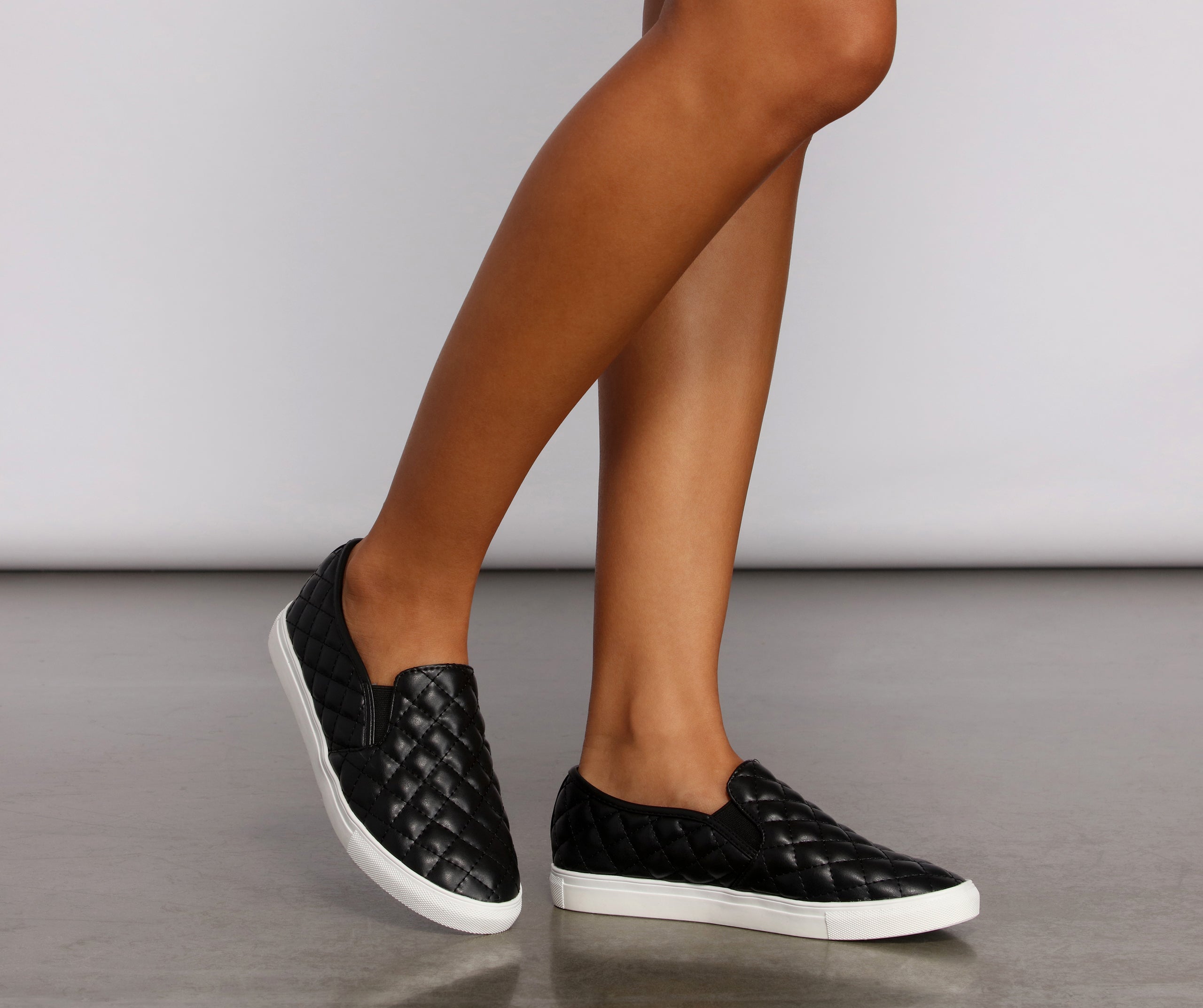 Casual Chic Quilted Faux Leather Sneakers