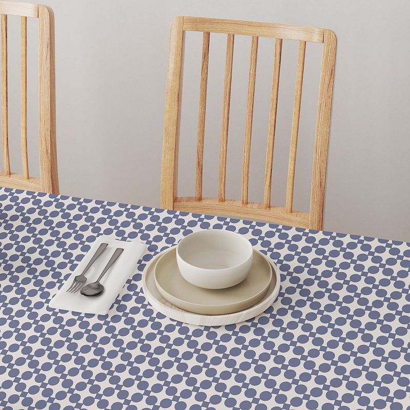 Square Tablecloth， 100% Cotton， 60x60， Blue Dot Design