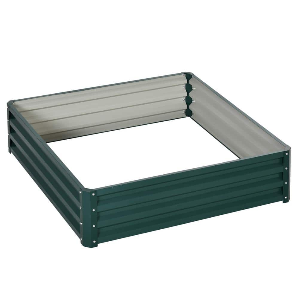 Outsunny Green Steel Raised Garden Bed Box with Weatherized Steel Frame 845-040V01GN