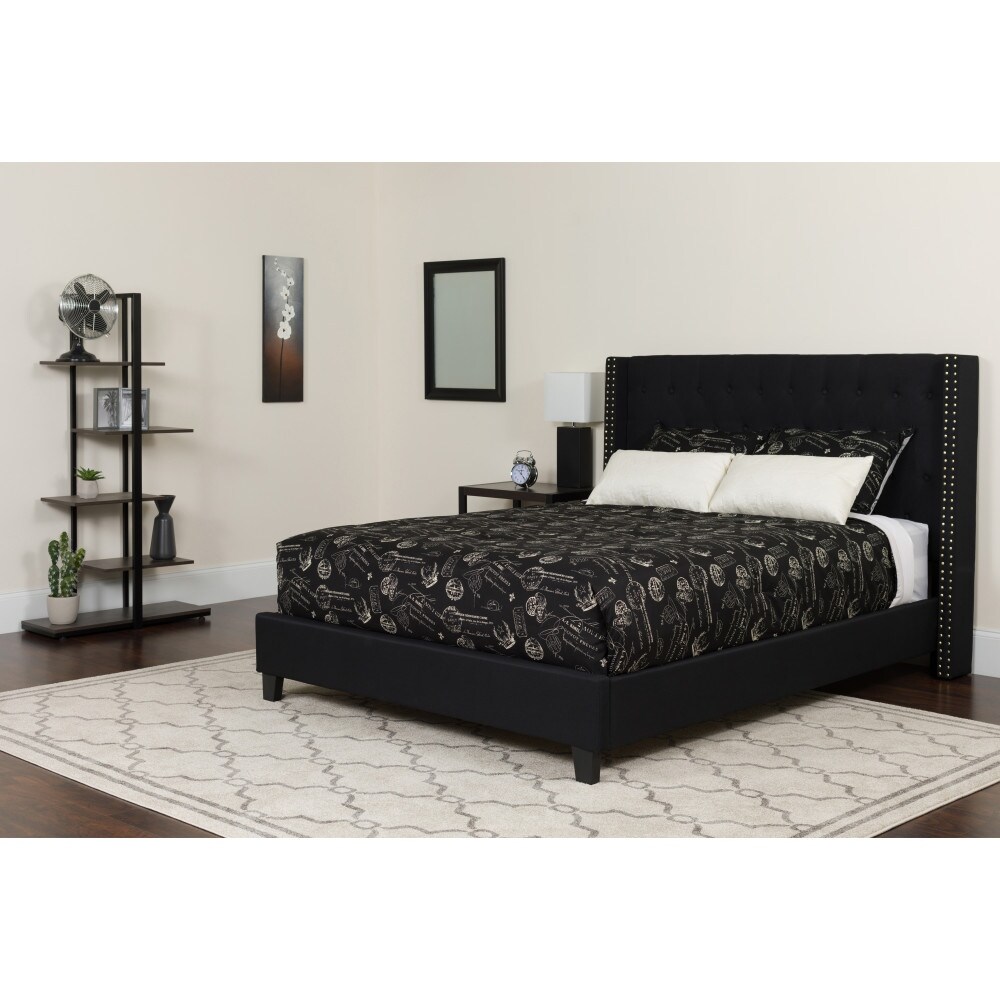 Tufted Upholstered Platform Bed with Pocket Spring Mattress