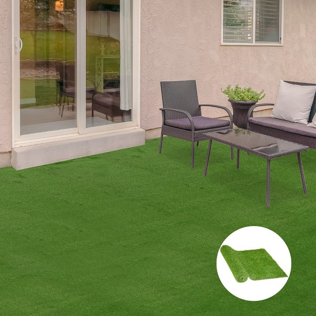 Outsunny 10 x27 X 3 x27 Artificial Turf Grass With Simulated Look amp Feel Uv Protection amp Drain Holes For Rain