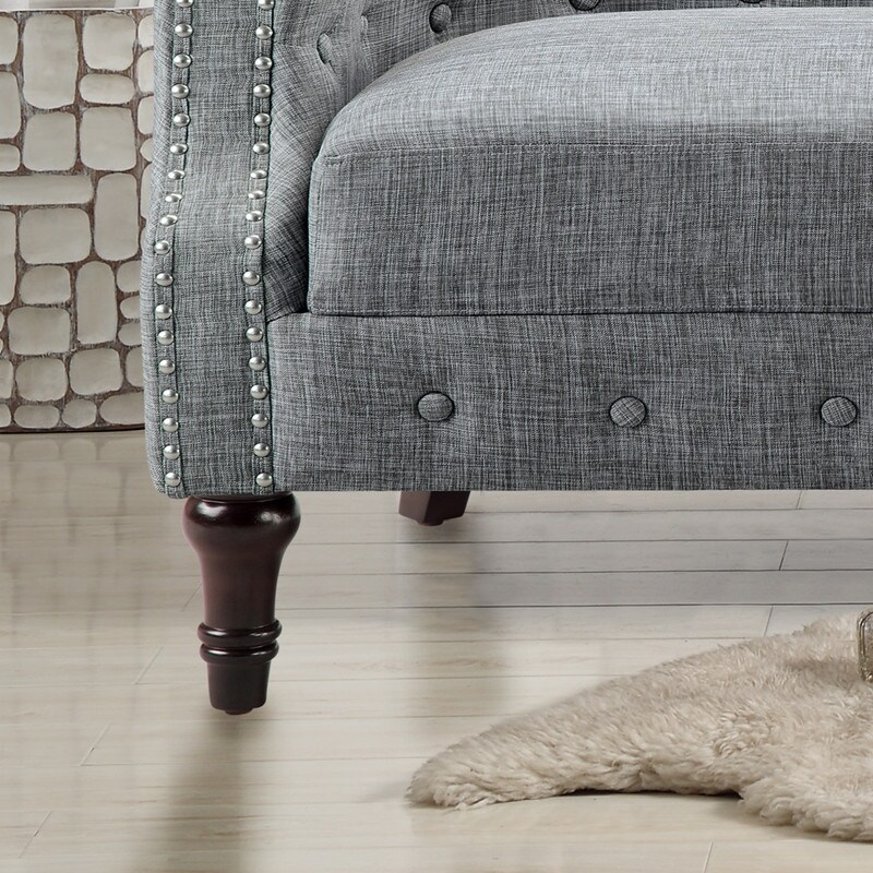 Rosevera Three Piece Living Room Tufted Sofa Set  Chesterfield