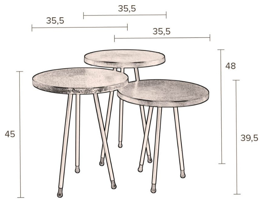 Metal Trio End Table Set (3)  Dutchbone Alim   Midcentury   Side Tables And End Tables   by Luxury Furnitures  Houzz