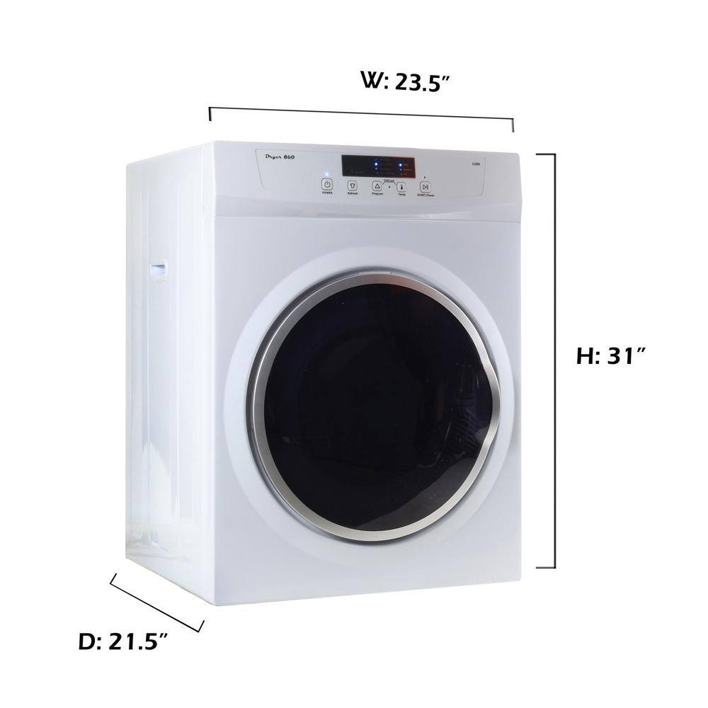 EQUATOR ADVANCED Appliances 3.5 cu.ft. 110V SensorRefresh Compact Vented Dryer White DD 860