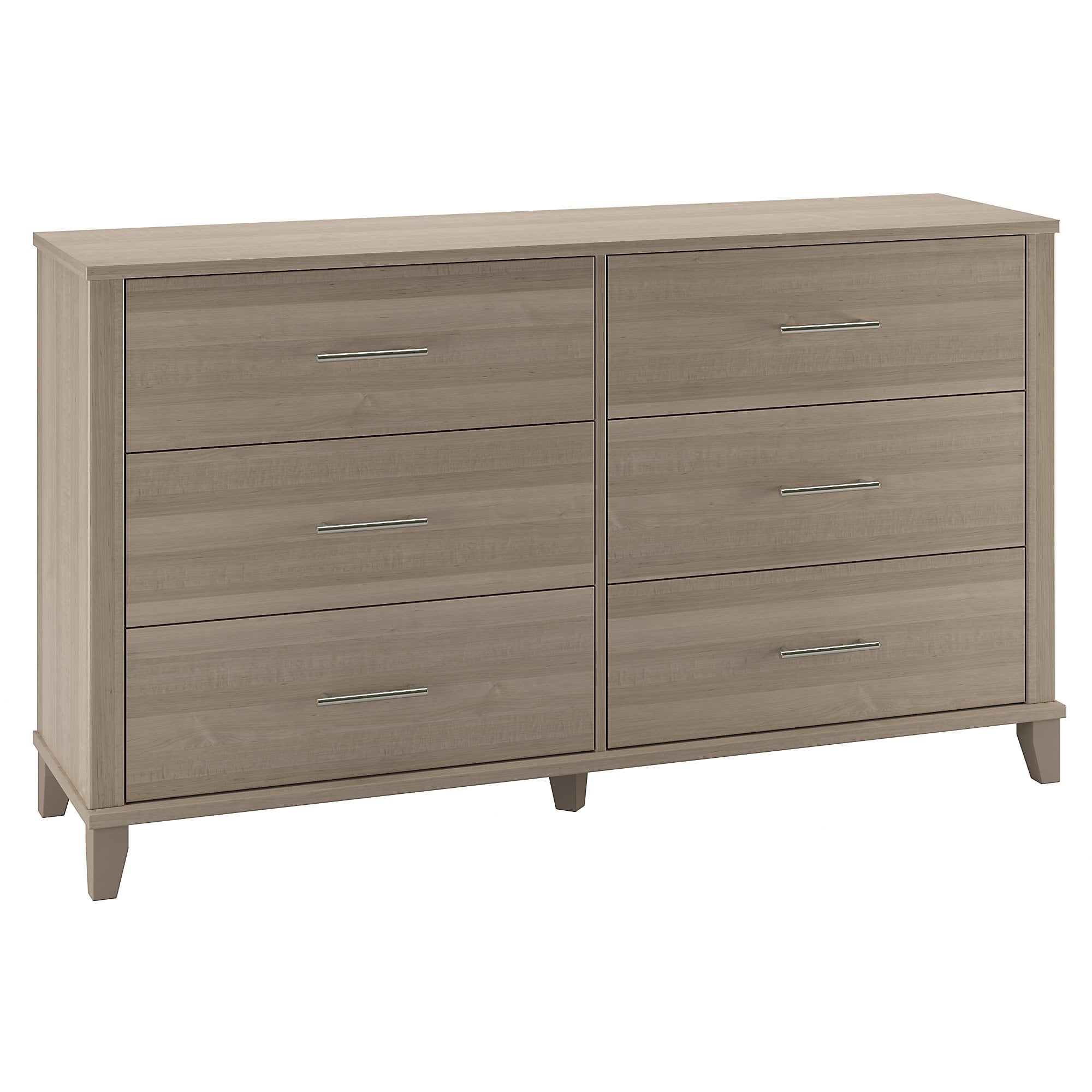 Bush Furniture Somerset Modern 6 Drawer Dresser with Safety Features in Ash Gray - Kit Ships in 2 Boxes