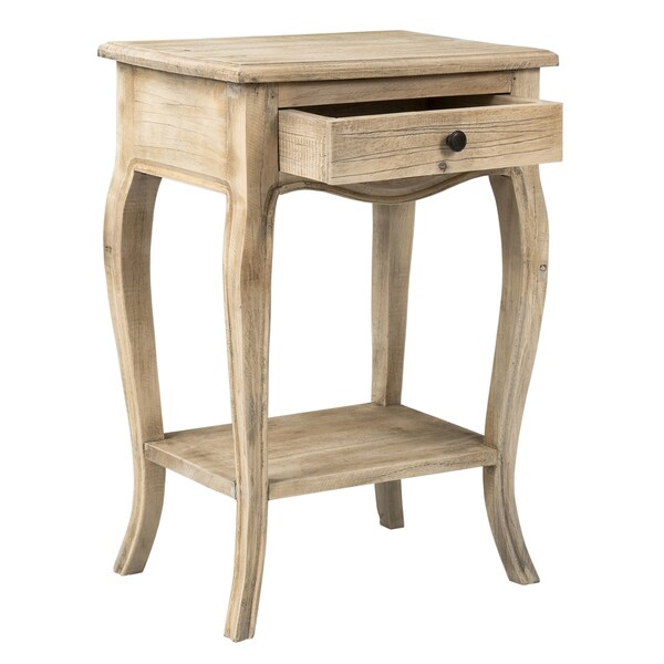 Unfinished Mindi Wood Side Table with Drawer