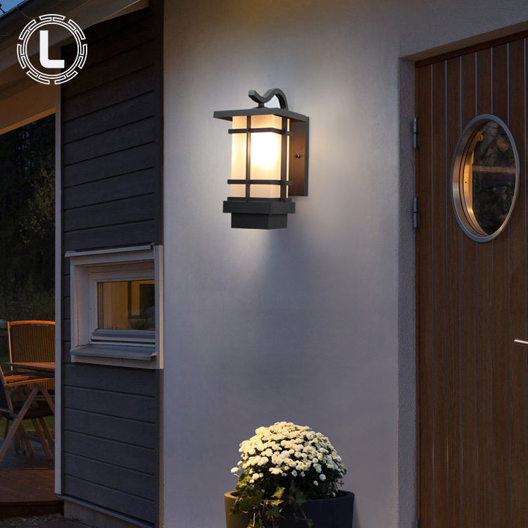 MAZEBLITZ Outdoor Wall Lantern, 1 Piece, Modern Wall Sconce, Outdoor Wall Lights, Outdoor Wall Mounted Lamp, Outdoor Wall Lighting Fixture, Porch Light Fixture in Black Finish with Acrylic Shade.