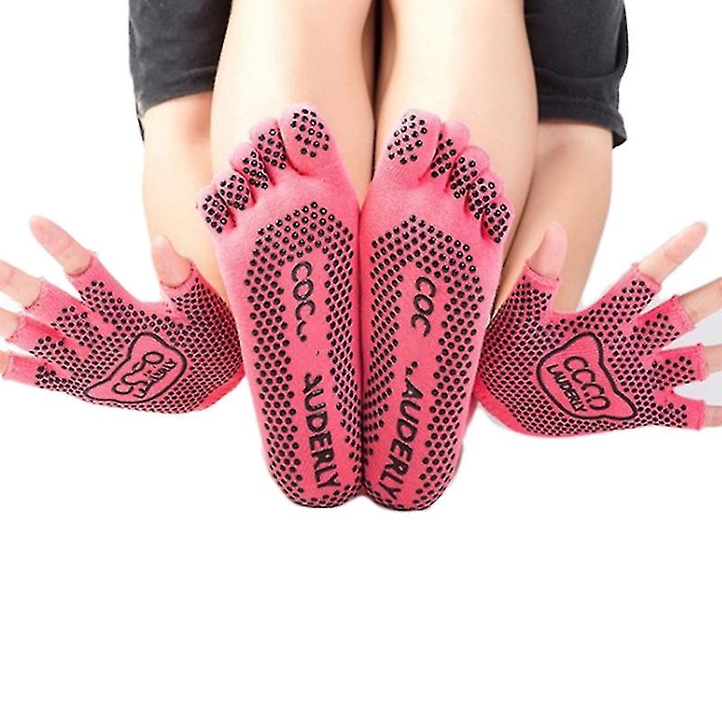 Women Non Slip Socks Gloves Set Silicone Anti Slip Fitness Yoga Accessories