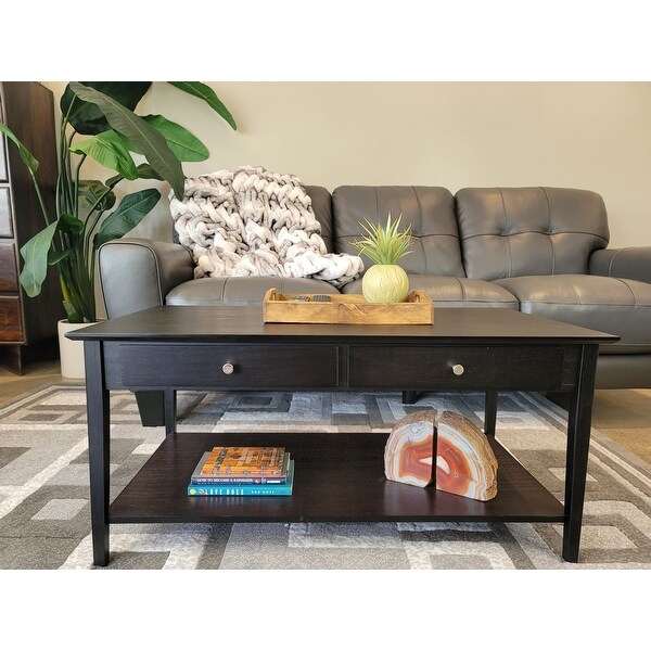 Solid Bamboo Coffee Table with Drawers