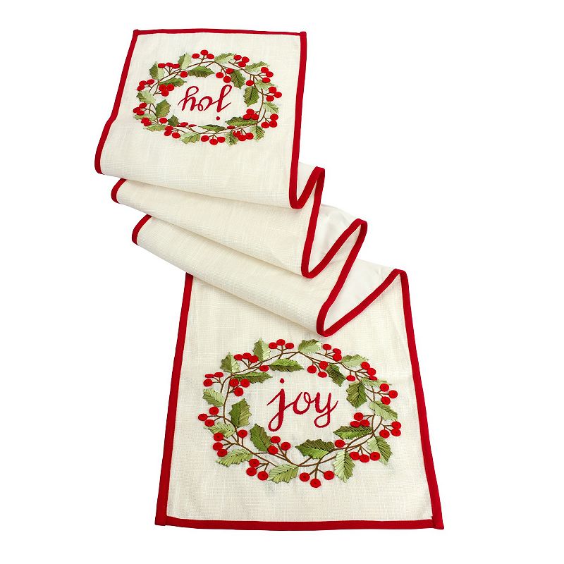 72 Holly Wreath Joy Christmas Table Runner