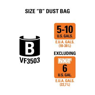 RIDGID High-Eff. Size B Dust Collection Bags for 5-8 Gal. Shop-Vac Branded Vacs 5-10 Gal. RIDGID Vacs except HD0600 (12-Pack) VF3503B