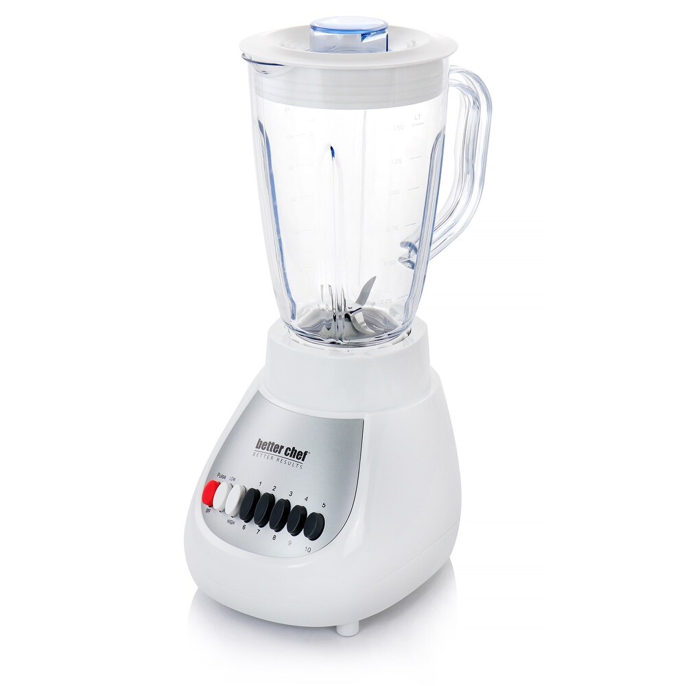The Better Chef 10 Speed 350 Watt Plastic Jar Blender in White   50 oz