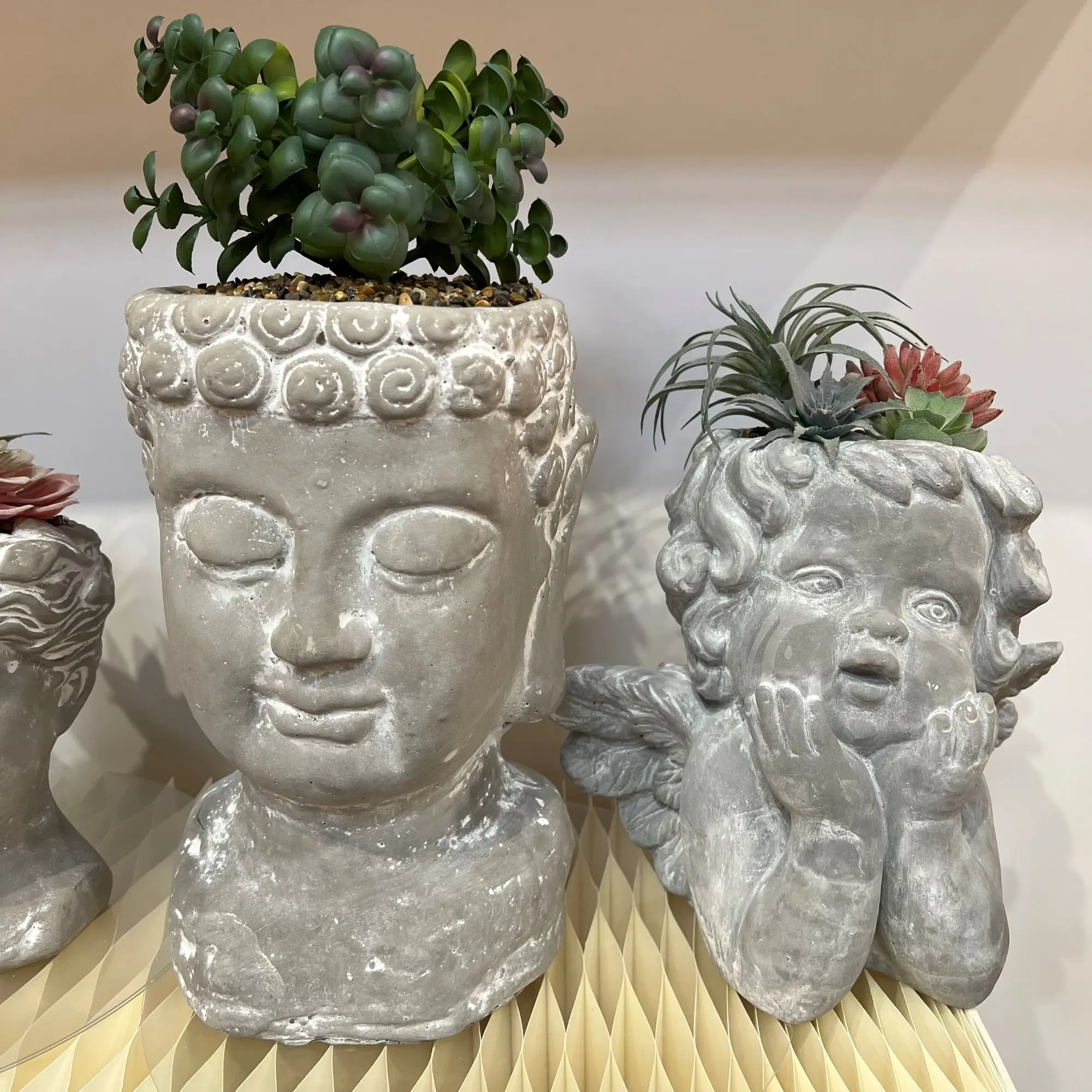 manufacturers supply Sculpture Artificial succulent with pots planters bonsai greenery for Home decor