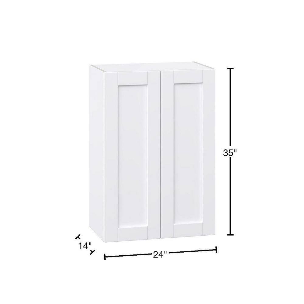 J COLLECTION Mancos Glacier White Shaker Assembled Wall Kitchen Cabinet with Full Height Door (24 in. W x 35 in. H x 14 in. D) DSW2435-2(LR)-MN