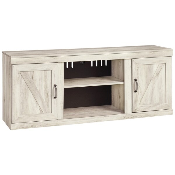 60 Inch Wood TV Media Entertainment Console， 3 Shelves， Farmhouse， White