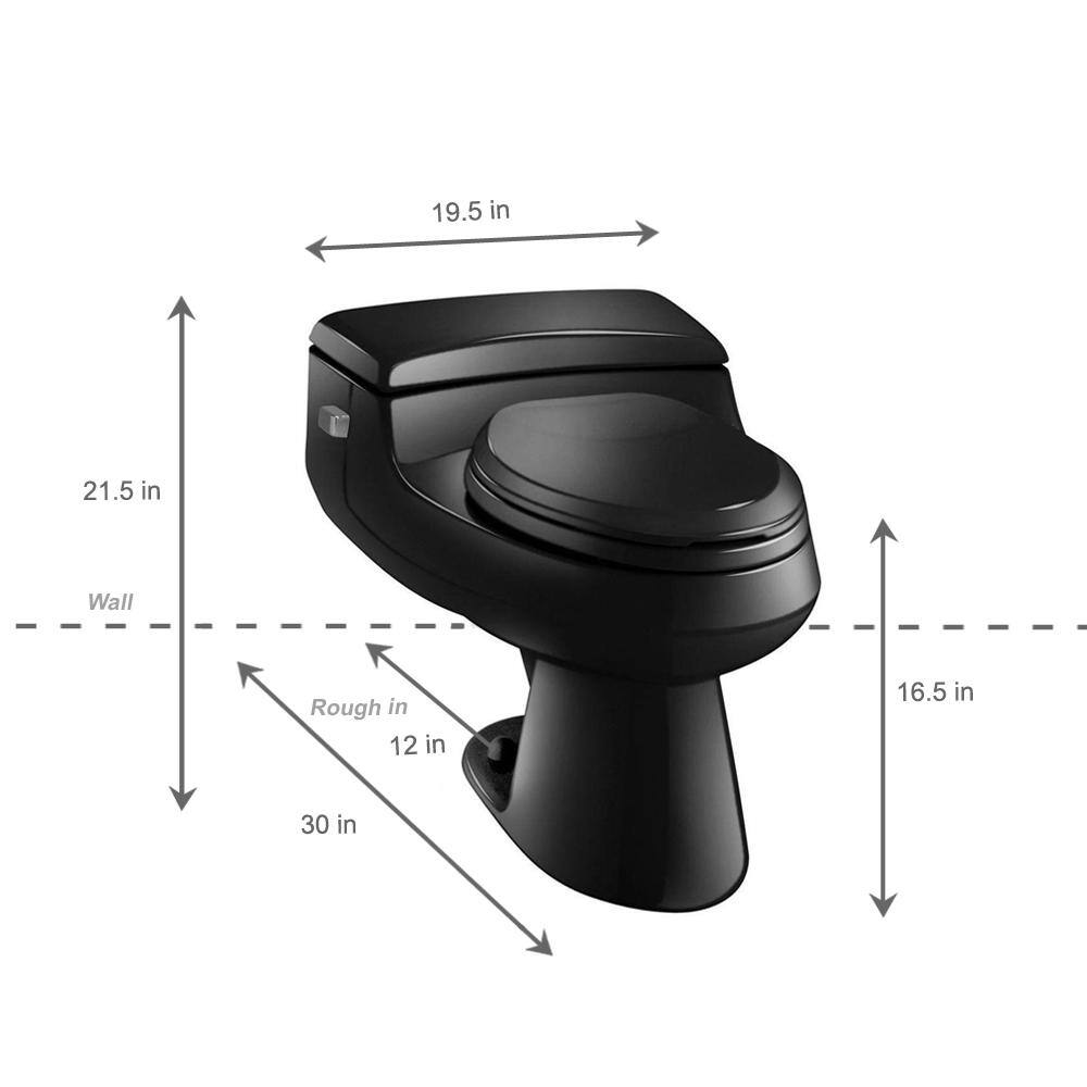 KOHLER San Raphael Comfort Height 1-piece 1 GPF Single Flush Elongated Toilet in Black Seat Included K-3597-7