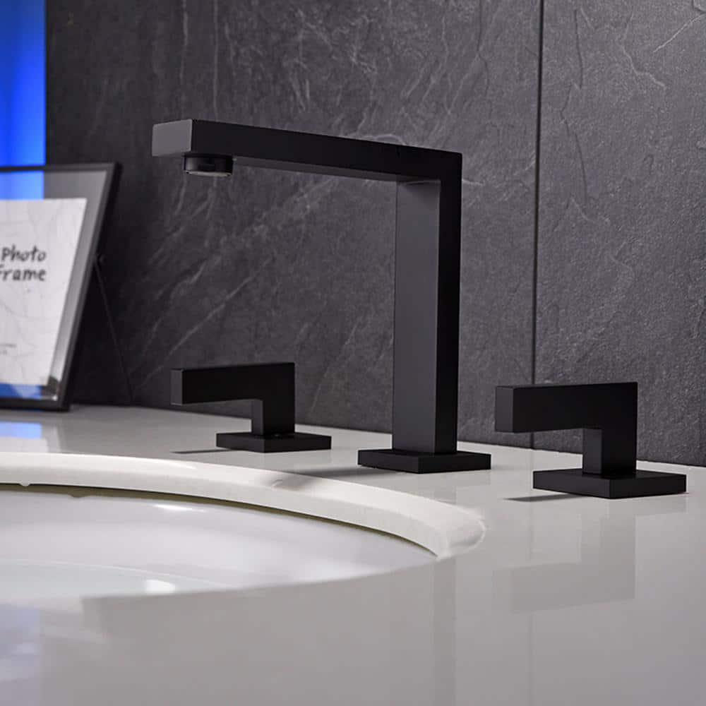 IHOMEadore 8 in Widespread 2Handle HighArc Bathroom Faucet in Matte Black