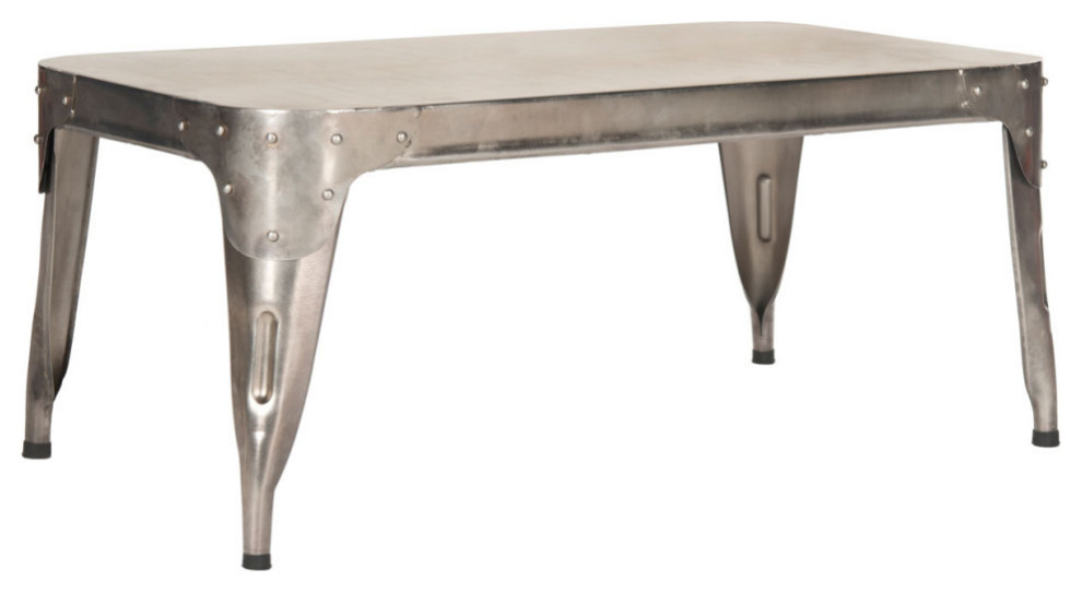 Leesa Iron Coffee Table  Dark Antique Silver   Industrial   Coffee Tables   by Rustic Home Furniture Deco  Houzz