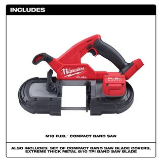 MW M18 FUEL 18-Volt Lithium-Ion Brushless Cordless Compact Bandsaw with M18 FUEL Hammer Drill 2829-20-2904-20