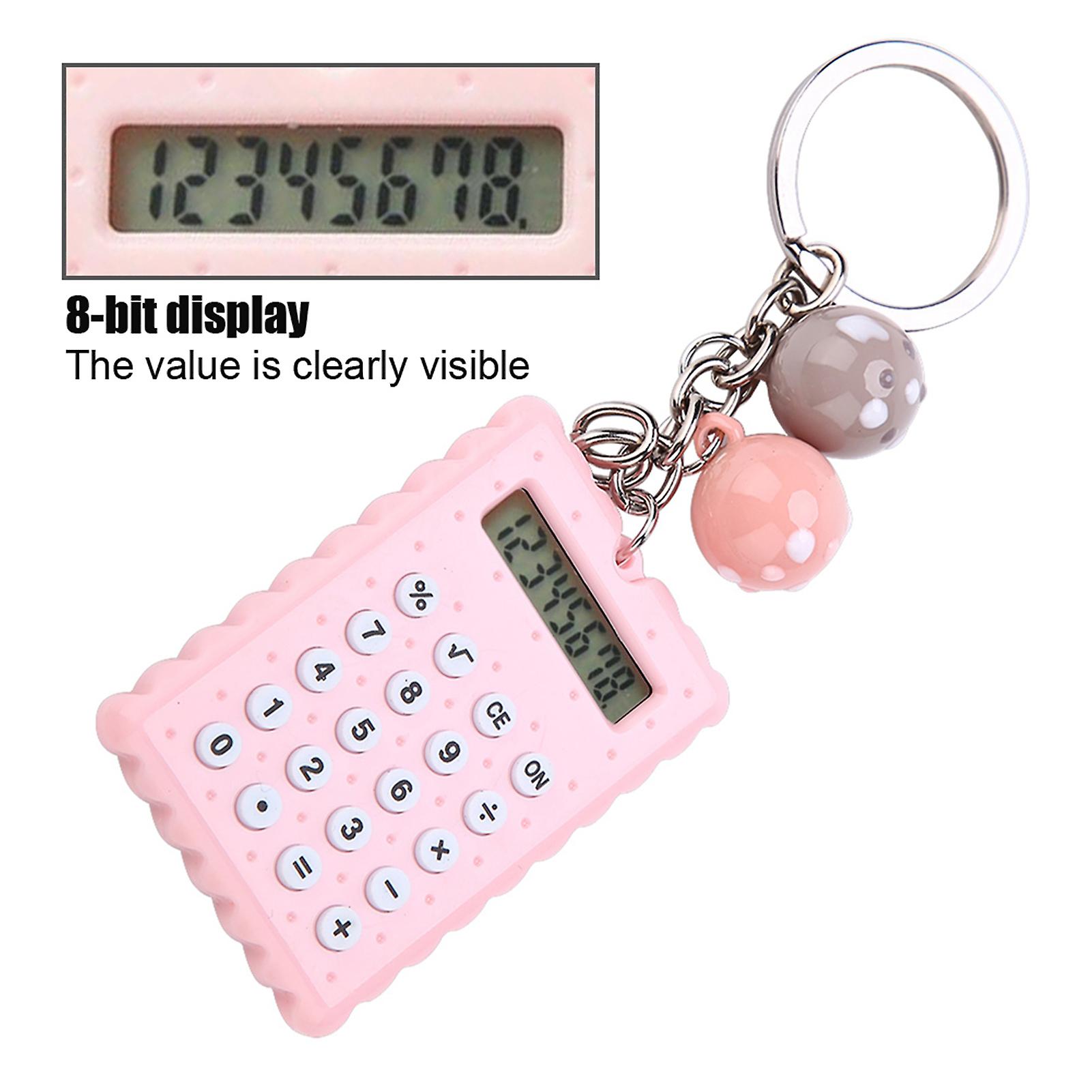 Mini Portable Cute Cookies Style Key Chain Calculator Candy Color Pocket Calculator (pink)