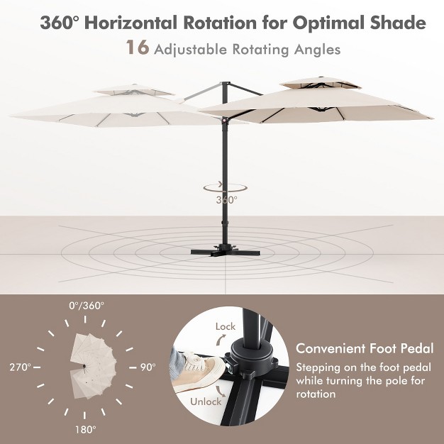 Tangkula Patio 9 5ft Square Cantilever Offset Umbrella Double Vented 360 Heavy Duty