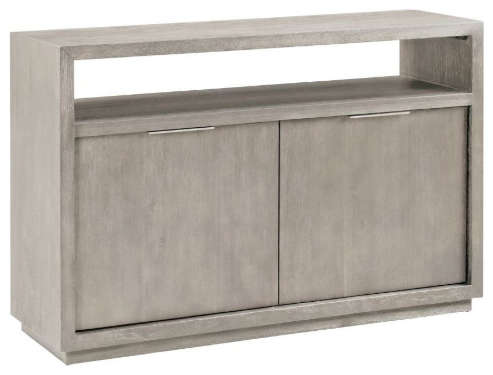 Benzara BM274458 Wood TV Entertainment Center Console  2 Cabinets  Light Gray   Transitional   Entertainment Centers And Tv Stands   by Uber Bazaar  Houzz