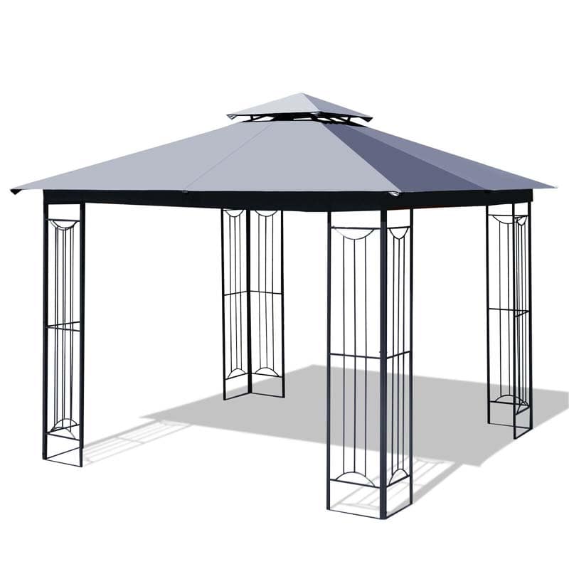 10 x 10 FT Steel Frame Patio Gazebo with 2 Tier Vented Roof, Heavy-Duty Outdoor Canopy Gazebo Tent