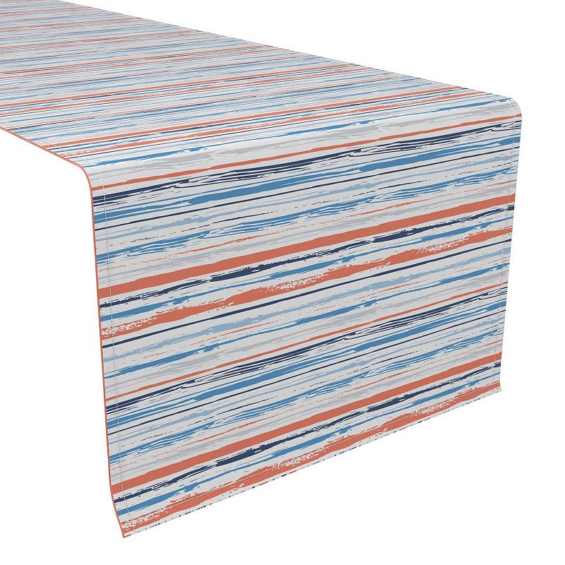 Table Runner， 100% Polyester， 12x72， Summer Brush Stroke Stripe