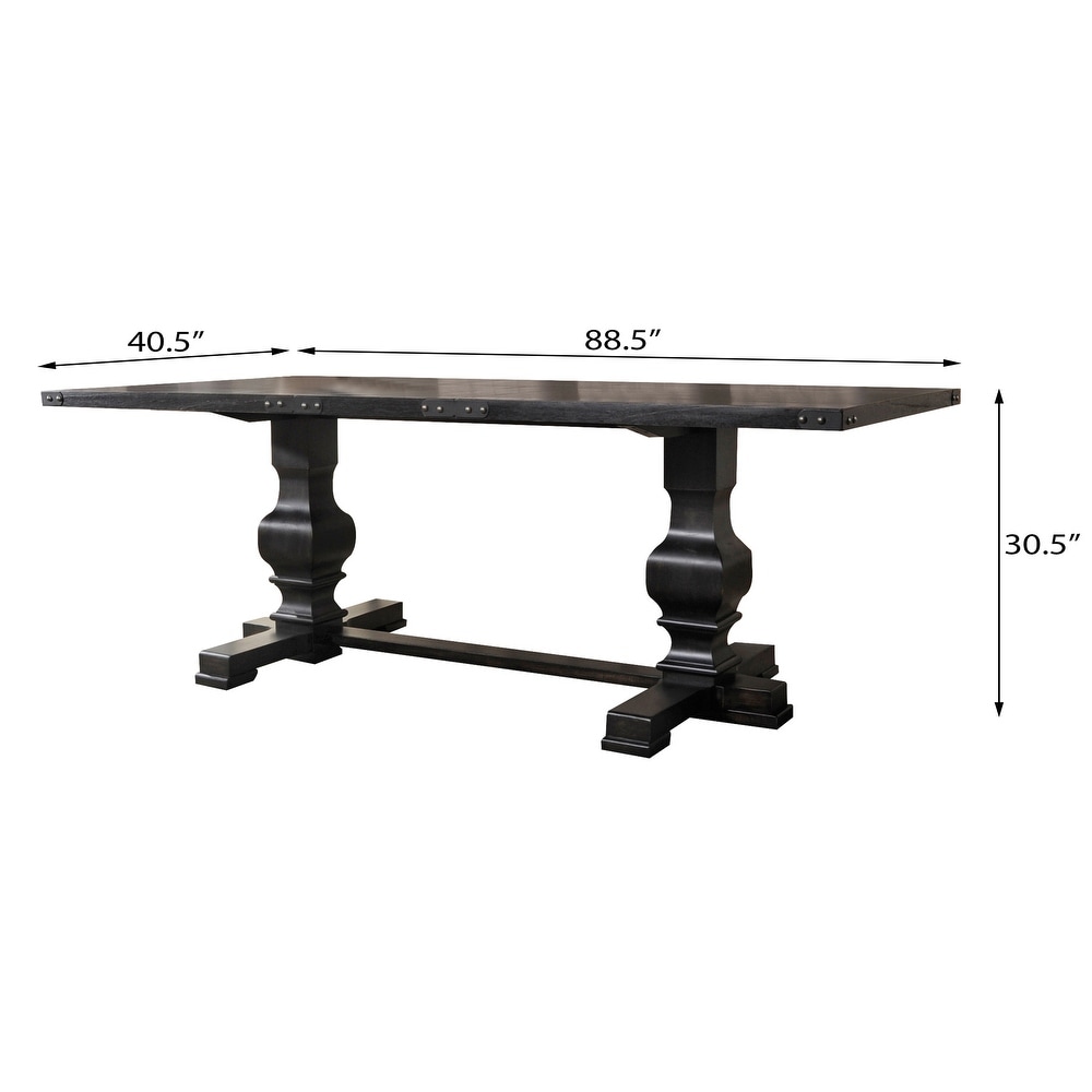 Wetherly Vintage Black Dining Table with Trestle Base