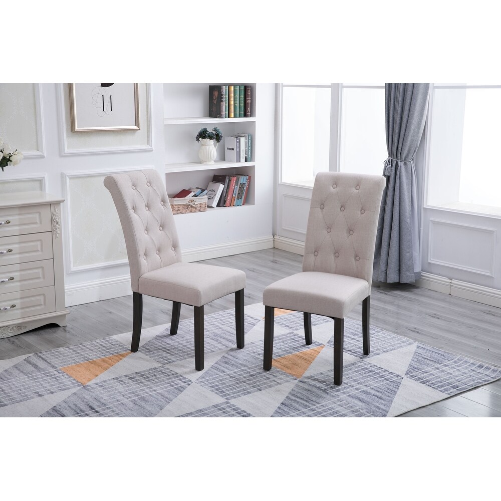 Solid Wood Tufted Dining Chair Set of 2