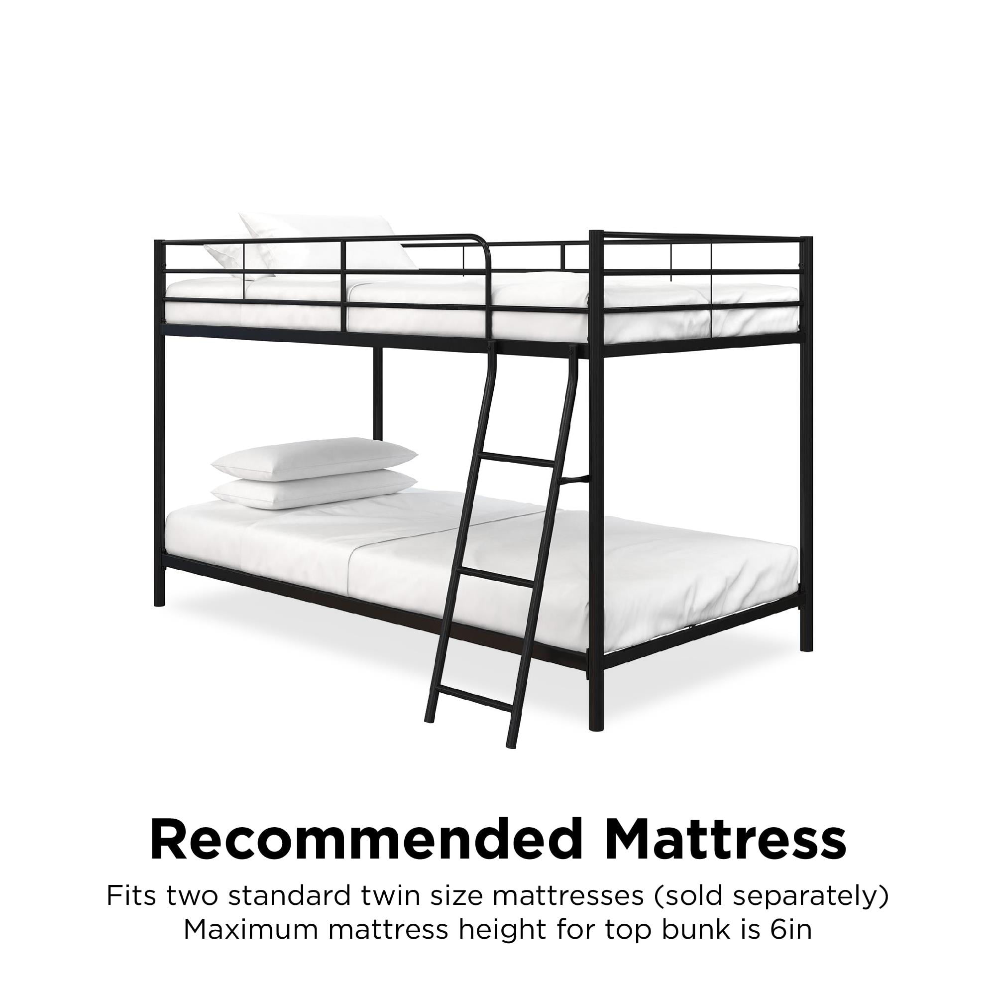 Mainstays Small Space Junior Twin over Twin Metal Bunk Bed, Black