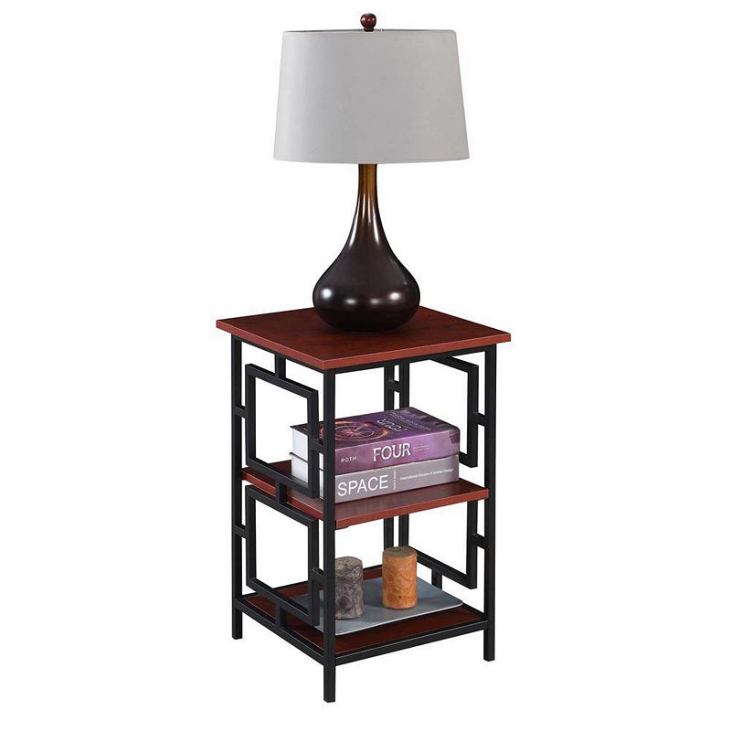 Convenience Concepts Town Square Metal Frame End Table， Cherry/Black