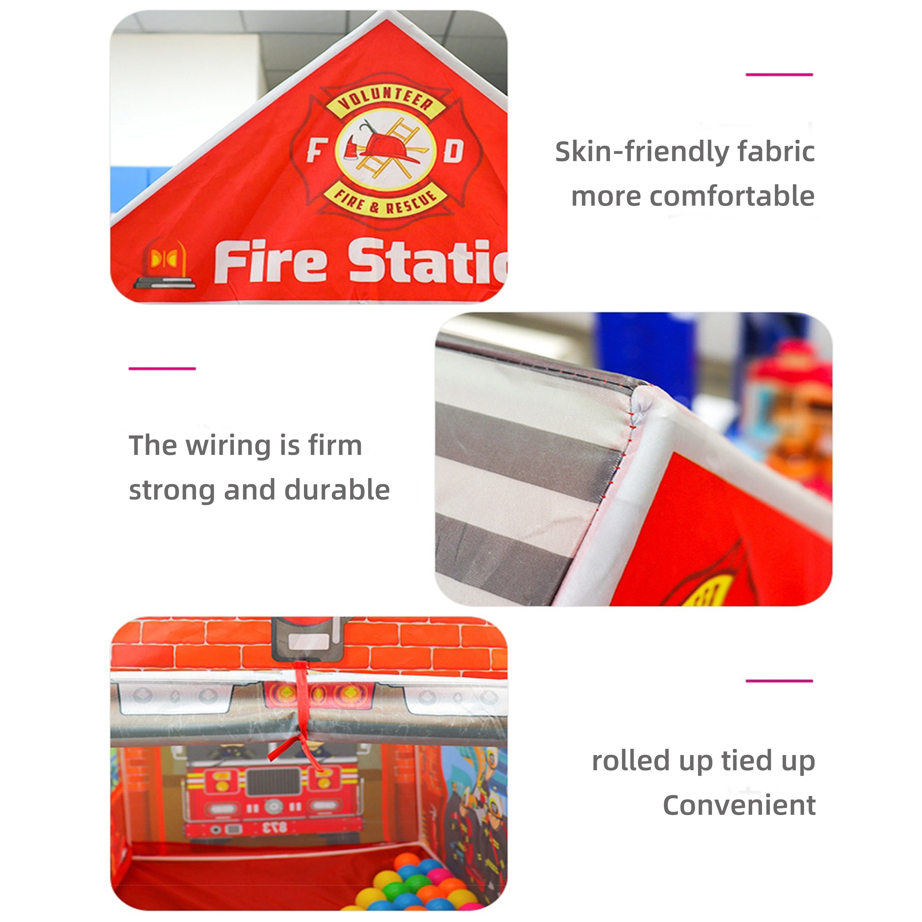 Kids Play Tents Fire Station Play Tent for Boys Girls School Toys for Indoor and Outdoor Portable Games Children Playhouse with Roll-up Door and Windows,Best Gift