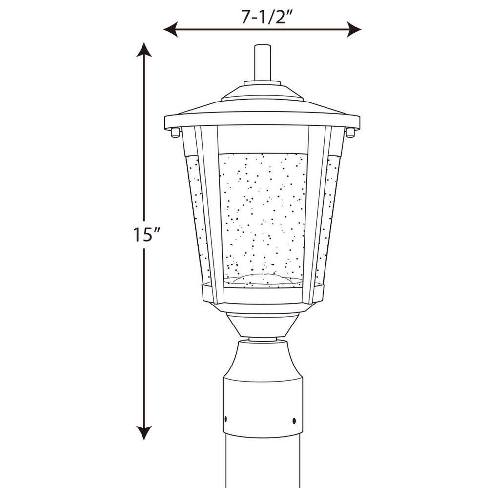 Progress Lighting East Haven LED Collection 1-Light Antique Bronze Clear Seeded Glass Transitional Outdoor Post Lantern Light P6430-2030K9