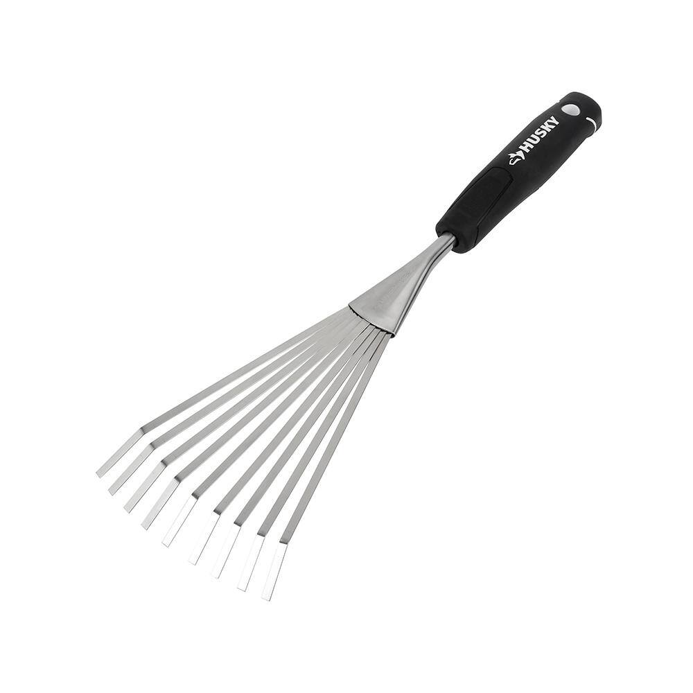 Husky 6.2 in. Double Injection Grip Handle Stainless Steel Hand Rake GD210312