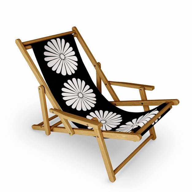 Colour Poems Retro Daisy Ii Outdoor Sling Chair Deny Designs Uv resistant Water resistant 3 position Recline Portable