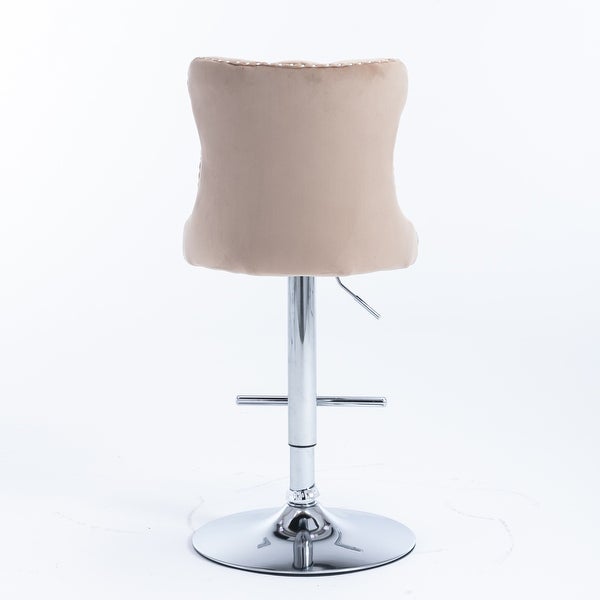 Swivel Velvet Barstools Adjusatble Seat， Modern Bar Chairs Comfortable Tufted