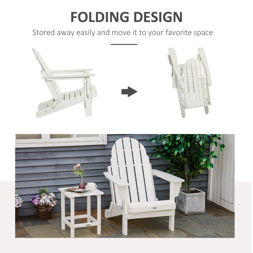 Outsunny Folding Adirondack Chair  HDPE Outdoor  Weather Plastic Lounge Beach Chairs for Patio Deck and Lawn Furniture