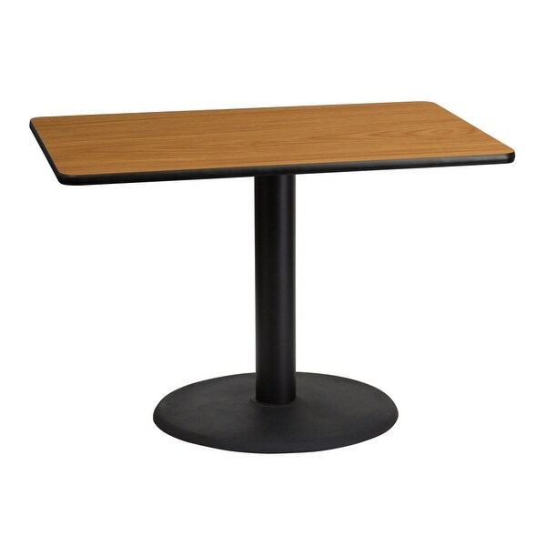 30'' x 42'' Rectangular Laminate Table Top with 24'' Round Table Height Base - 30